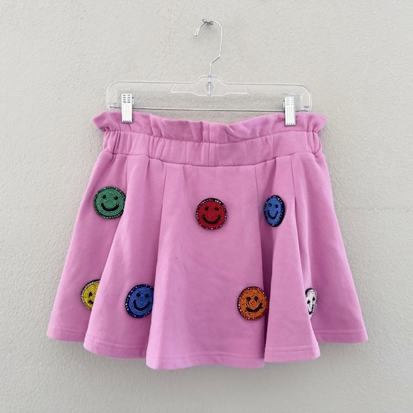 Queen Of Sparkles Smiley Face 3D Skort Set Med Pink Sweatshirt Skirt Casual Fun - Picture 9 of 16